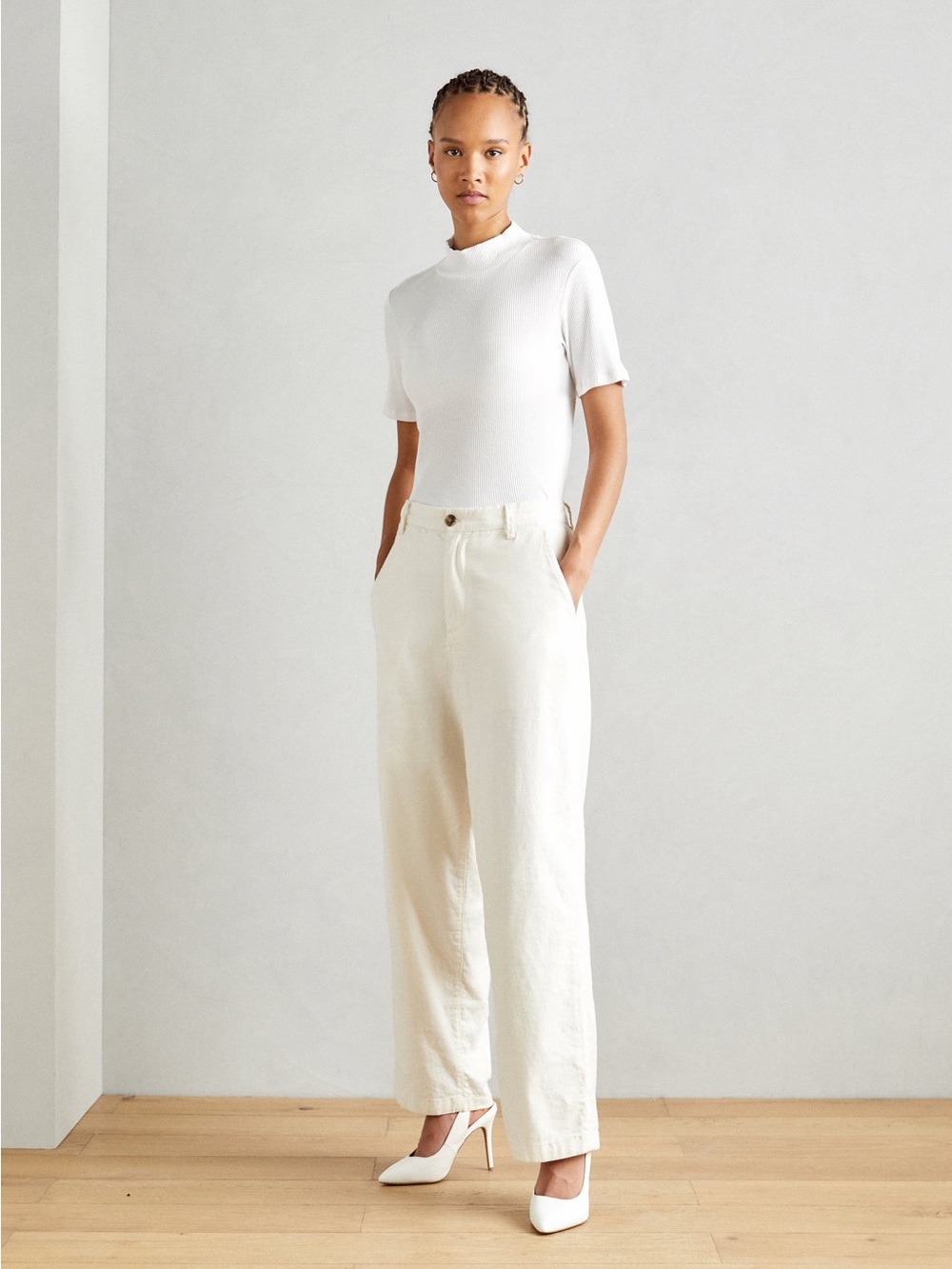 Scotch & Soda CORE MOCK NECK RIB Print T-shirt white embroidered logo